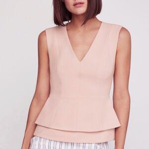 NWOT BCBGMaxAzria Jacquelynna Layered Peplum Top in Bare Pink, Size XXS